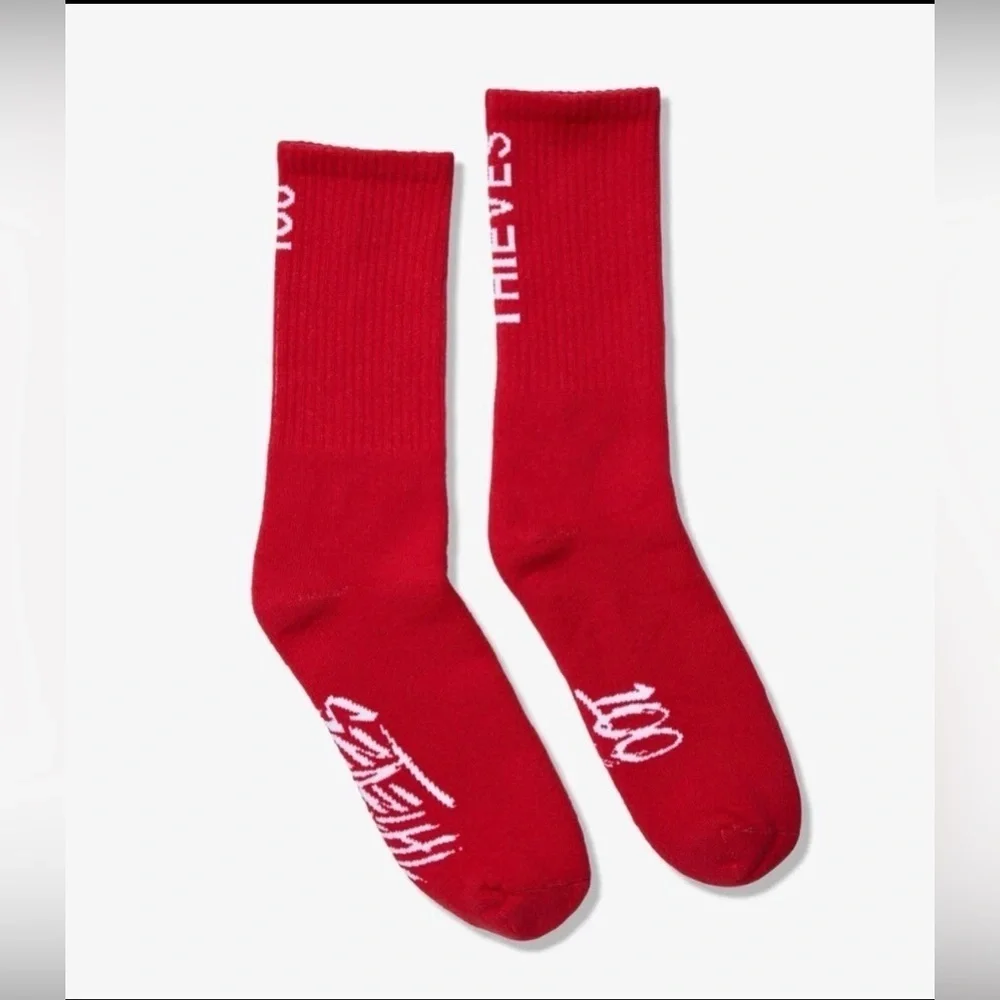 100 Thieves Foundations Crew Socks in red one size